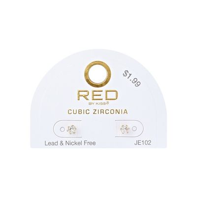 GOLD CUBIC ZIRCONIA EARRINGS ROUND