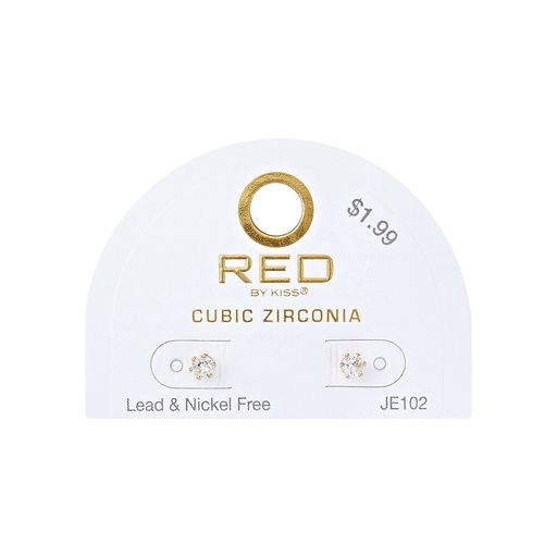 GOLD CUBIC ZIRCONIA EARRINGS ROUND, STYLe: 4MM-JE102