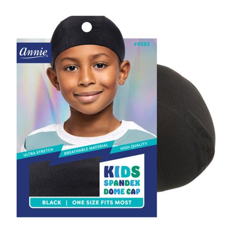 ANNIE PREMIUM KID SPANDEX DOME CAP<BLACK>