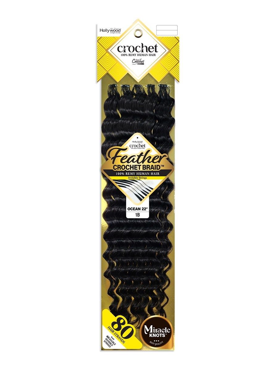 FEATHER CROCHET BRAID 100 STRANDS OCEAN WAVE 14"