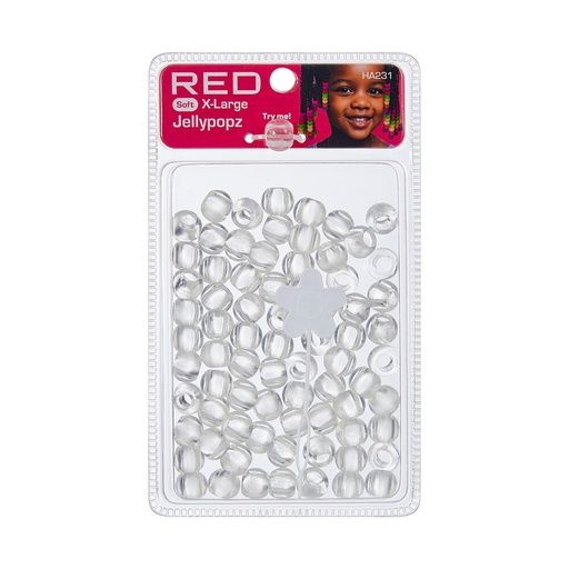 RED JELLYPOPZ XLARGE BEAD, Color: CLEAR