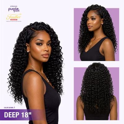 PURPLE PACK BRAZILIAN PREMIUM BLEND FEATHER CROCHET 14" -DEEP WAVE