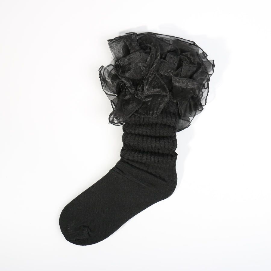 ADULT LACE SLOUCH SOCKS (SIZE 9-11), Color: BLACK