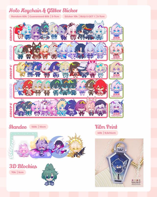 [FANMERCH] [#CF23] Genshin, HSR, Proseka, Enstars, Arknights, Tokyo Mew, etc by @SeasonSideUp