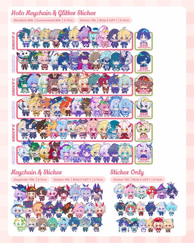 [FANMERCH] [#CF23] Genshin, HSR, Proseka, Enstars, Arknights, Tokyo Mew, etc by @SeasonSideUp