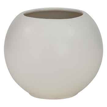 5.25”h x 5.5”d (open 3.25”) WHITE CERAMIC BUBBLE/FISH BOWL MATTE FINISH