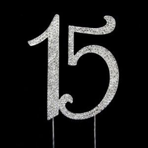 RHINESTONE MONOGRAM NUMBER- 15 SILVER