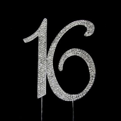 RHINESTONE MONOGRAM NUMBER- 16 Silver