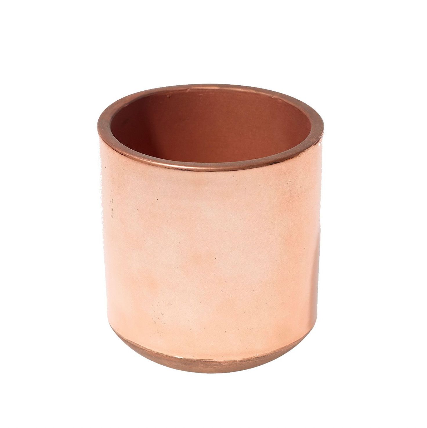 5.25"H X 4.5" COPPER ROSE GOLD CERAMIC CYLINDER RODEO POT