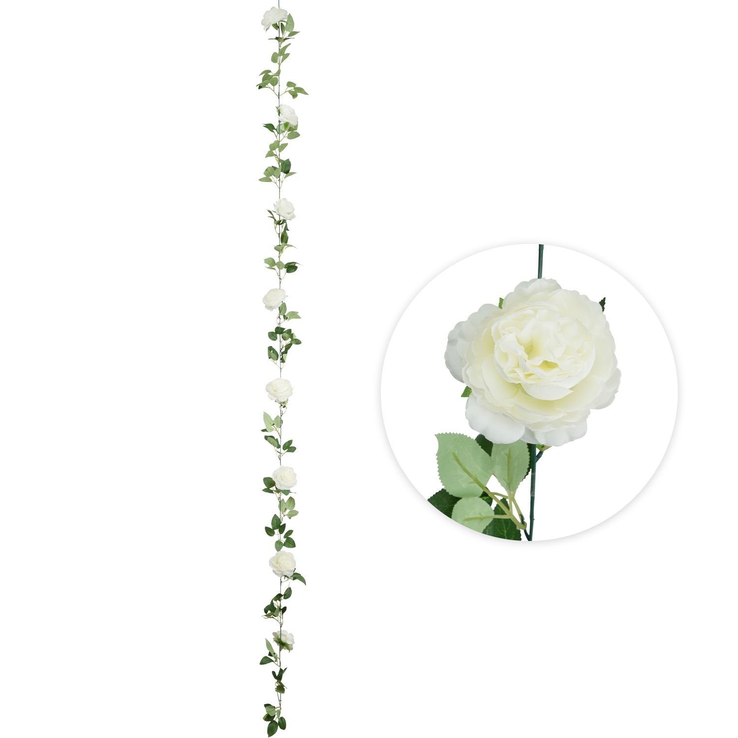 80" WHITE PEONY FLOWER GARLAND