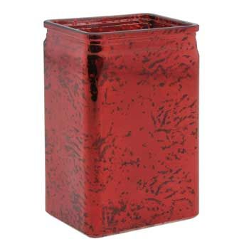 6"h x 3" x 4" RED MERCURY GLASS CONTAINER