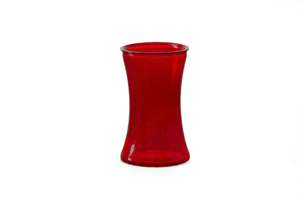 8”H X 5” RED RUBY GLASS GATHERING VASE SINGLE (55% OFF BY BOX, $3.60 EAC)