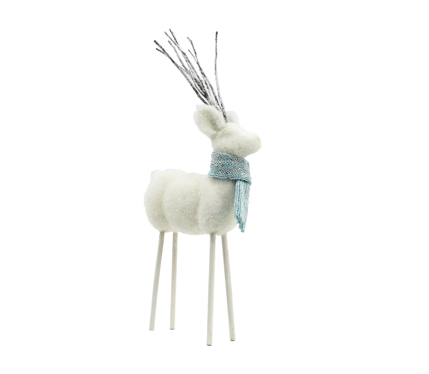 19”H X 3.5”W X 8.75”L WHITE CHRISTMAS REINDEER WITH SCARF