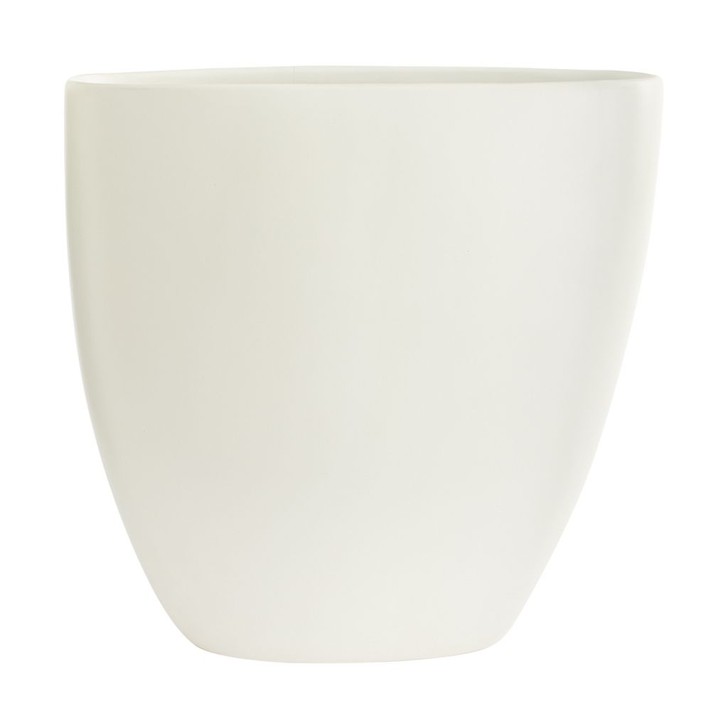 16”H X 5.5” WHITE CERAMIC SASSO VASE (AD)