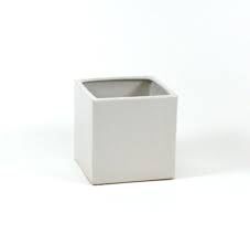 4"H X 4" X 4" MATTE WHITE CERAMIC CUBE SQUARE VASE POT CSW444