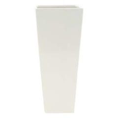 16'' x 6" x 6" WHITE GLAZED TAPERED CERAMIC VASE