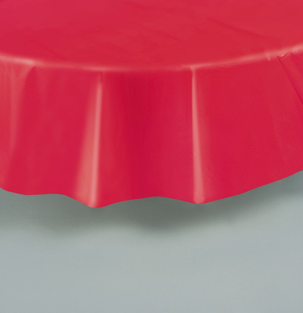 Round Plastic Tablecover 84""-Red