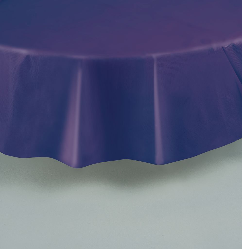 Round Plastic Tablecover 84""-Deep Purple