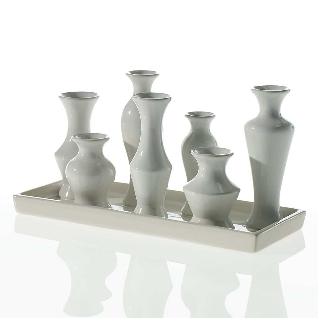 11.7”’ x 4.5” x 6”H WHITE CHIC BUD VASE (AD)