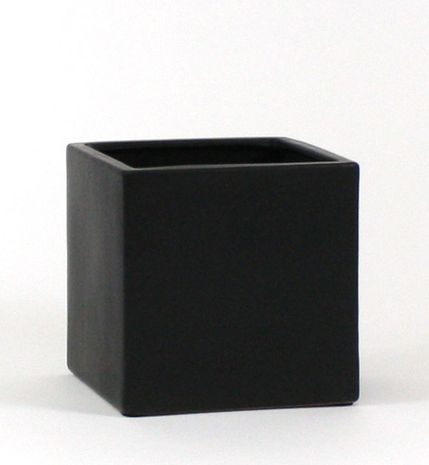 5" X 5" X 5" MATTE BLACK CERAMIC CUBE