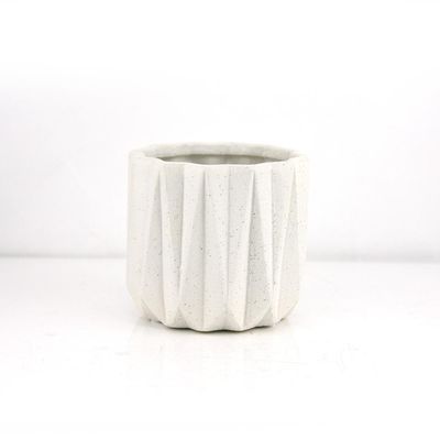 H-5.75" D-6.5" WHITE GEOMETRIC ORGANIC PLANTERS