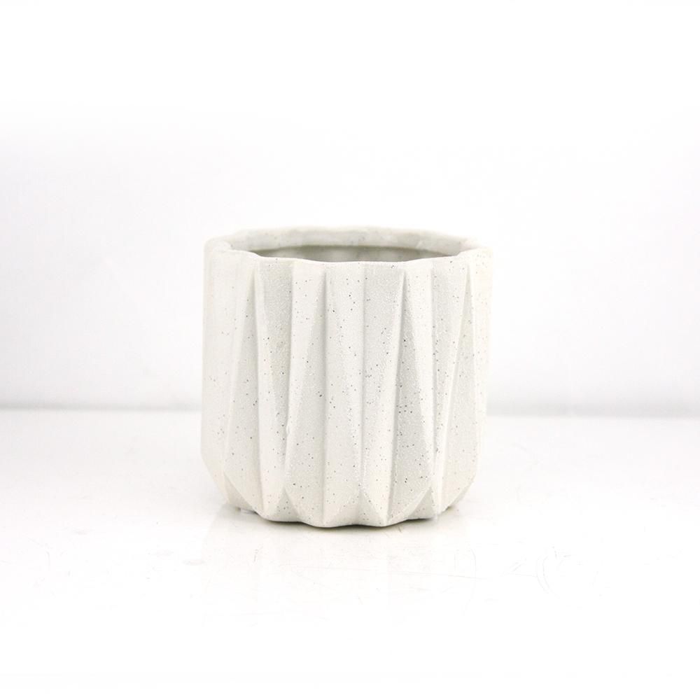 H-5" D-5.5” WHITE GEOMETRIC ORGANIC PLANTERS