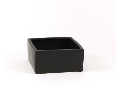 4"H X 6" X 6" MATTE BLACK CERAMIC LOW SQUARE POT VASE