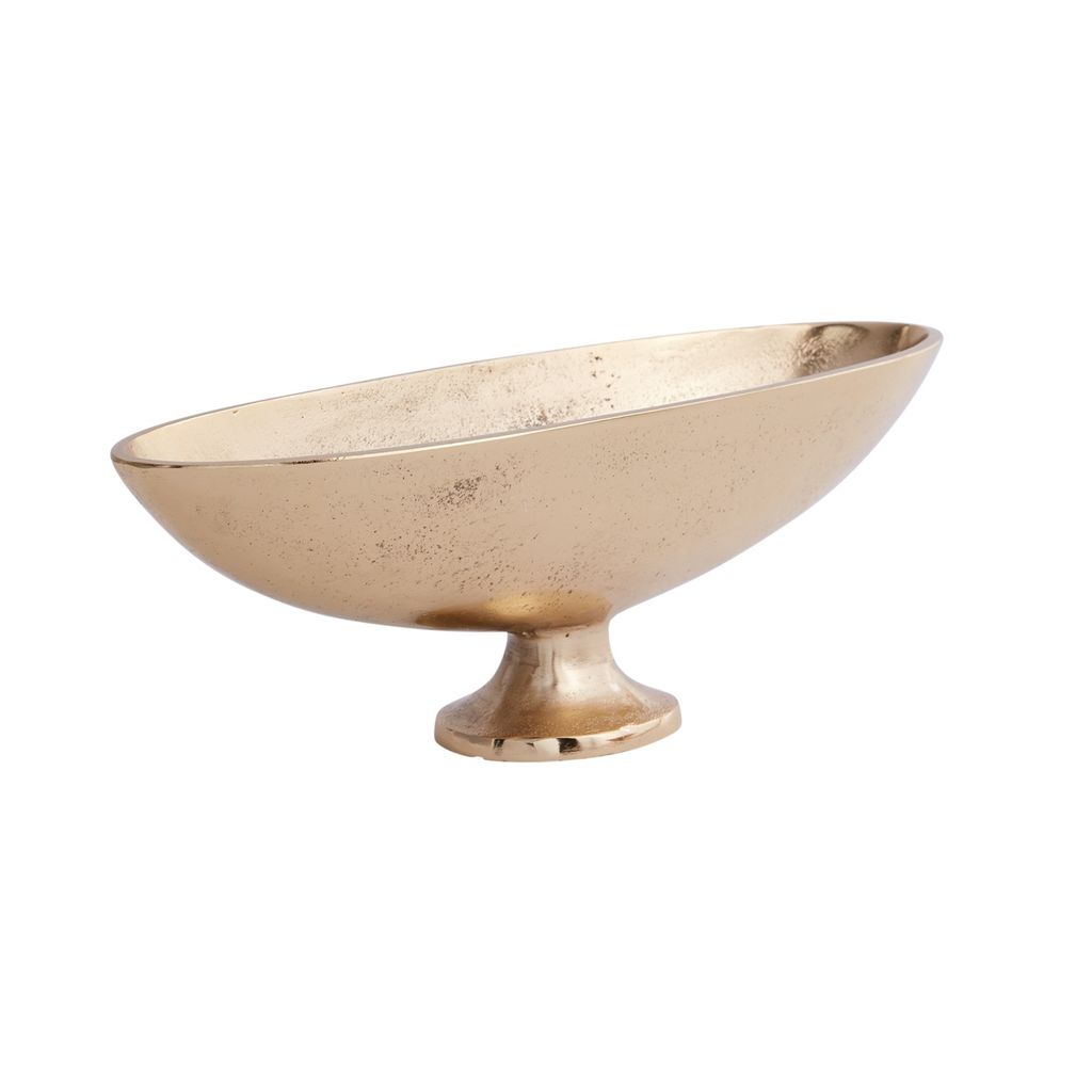 14” x 4.5” x 4.75” GOLD METAL CHARLIZE COMPOTE