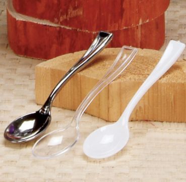 4in. WHITE MINI DESSERT SPOON, 36 PCS/PACK