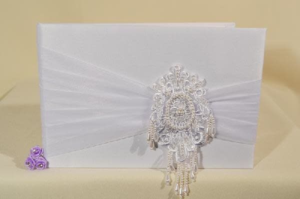 IVORY LACE GUEST BOOK REG $26.99