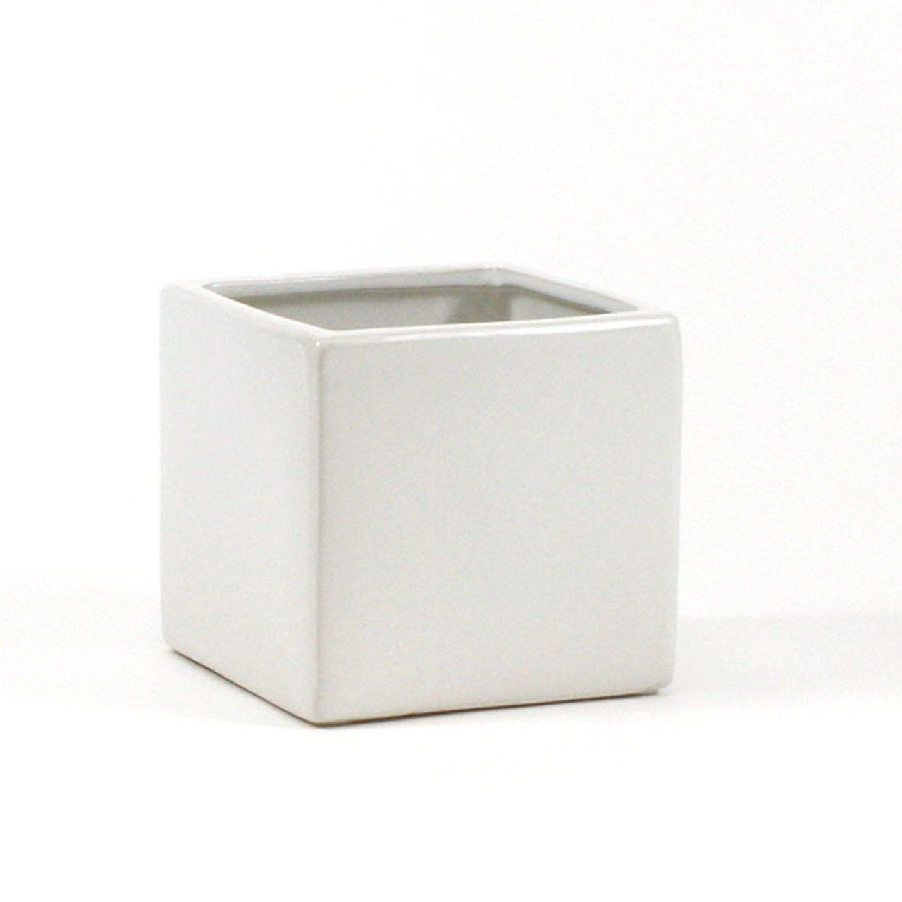 8" X 8" X 8" MATTE WHITE CERAMIC CUBE/SQUARE POT