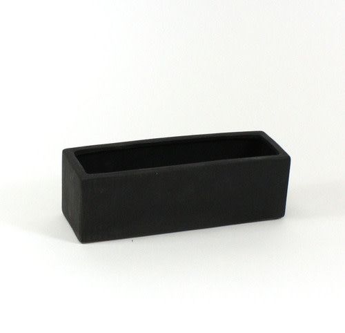 6"H X 12" X 4" MATTE BLACK LOW RECTANGLE CERAMIC