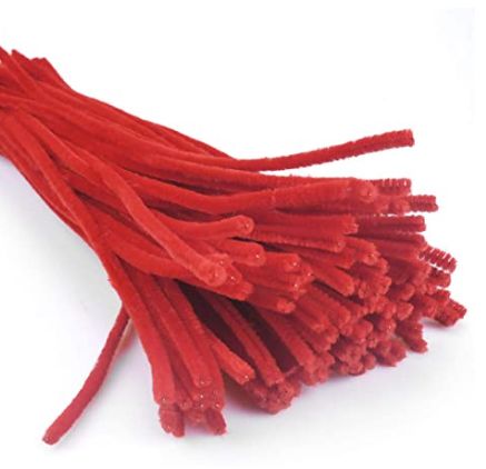 12" RED CHENILLE STEM, METALLIC, 25 PCS/PACK