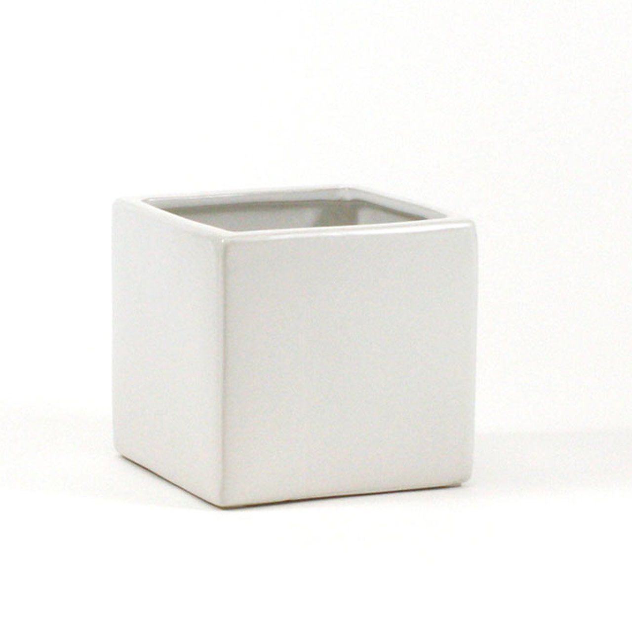 10”X10”X10" MATTE WHITE CERAMIC CUBE/SQUARE POT