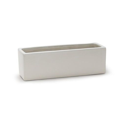 6"H X 14"L X 4" MATTE WHITE LOW RECTANGLE CERAMIC