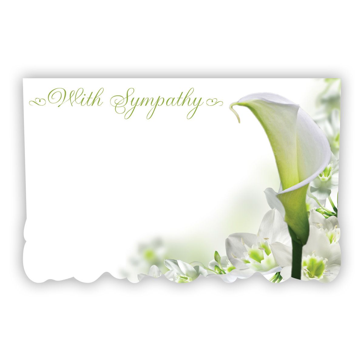 WITH SYMPATHY, GREEN CALLAS  3 1/2″ x 2 1/4″