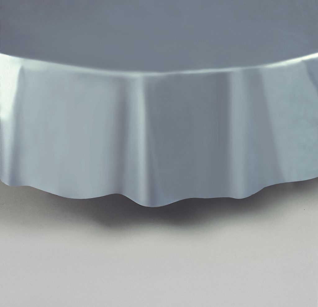Round Plastic Tablecover 84""-Silver