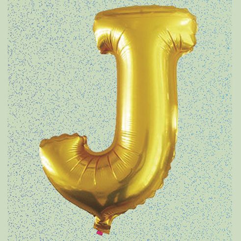 32" GOLD  FOIL BALLOON “J“ reg $2.99