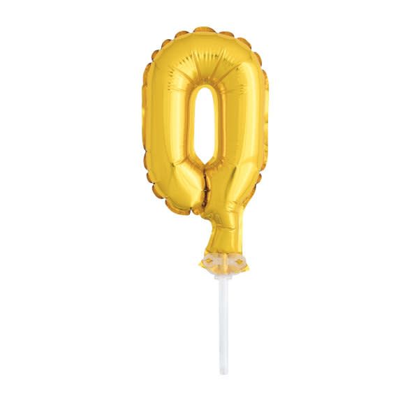 5’’ GOLD FOIL BALLOON #0, CAKE TOPPER reg $1.69