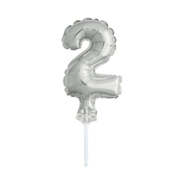 5’’ SILVER FOIL BALLOON #2, CAKE TOPPER reg $1.69
