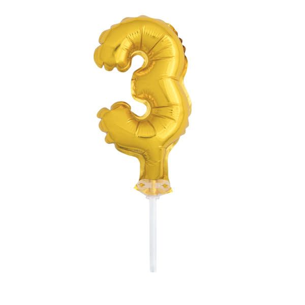 5’’ GOLD FOIL BALLOON #3, CAKE TOPPER reg $1.69