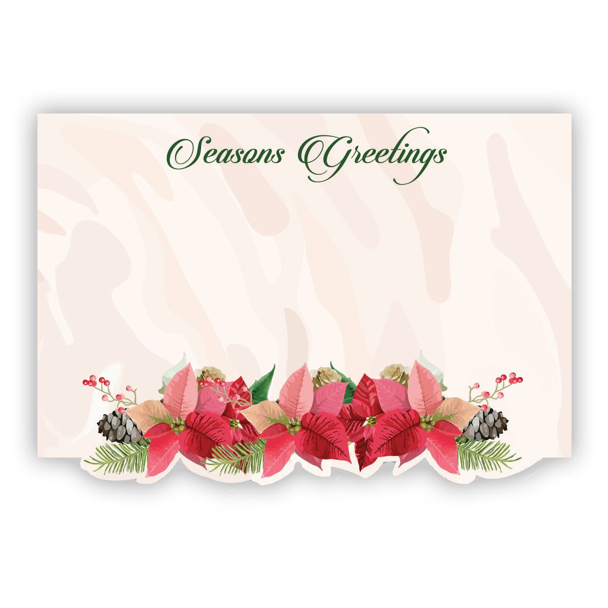 “SEASONS GREETINGS” , POINSETTIAS CAPRI CARD