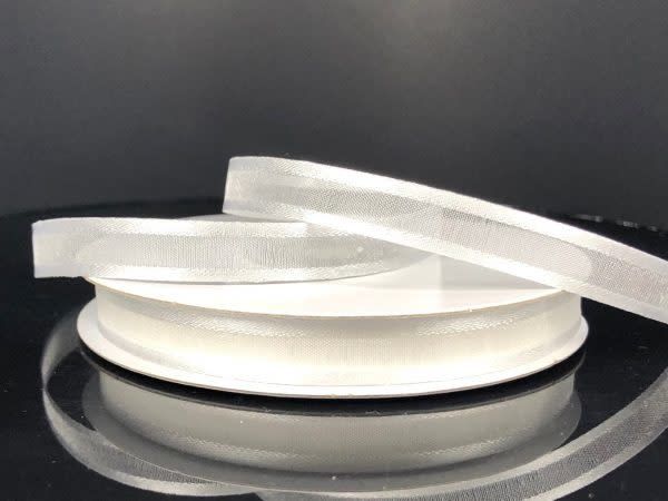 SHEER CHIFFON RIBBON SATIN EDGE 3/8"" x 25 YD WHITE