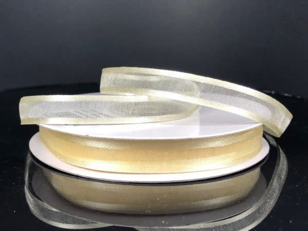 SHEER CHIFFON RIBBON SATIN EDGE 3/8"" x 25 YDIVORY
