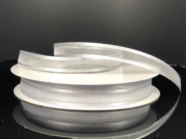 SHEER CHIFFON RIBBON SATIN EDGE 3/8"" x 25 YDSILVER