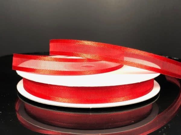 SHEER CHIFFON RIBBON SATIN EDGE 3/8"" x 25 YD RED