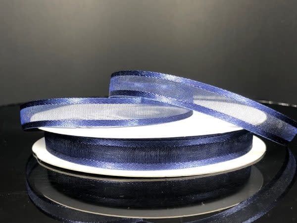 SHEER CHIFFON RIBBON SATIN EDGE 3/8"" x 25 YDNAVY BLUE