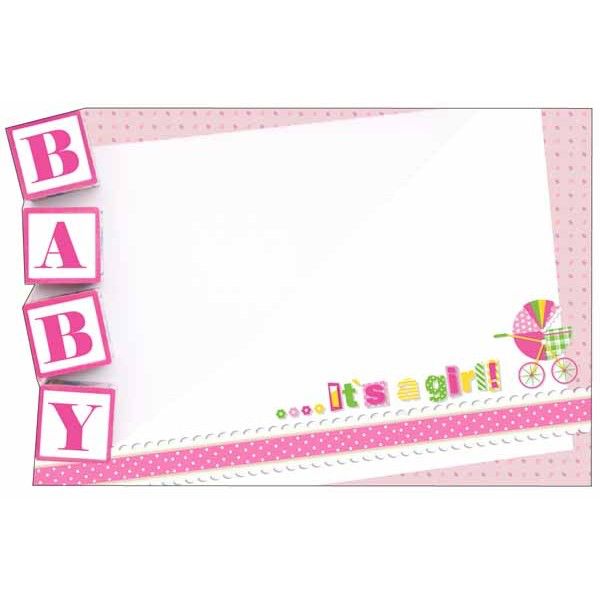 'IT'S A GIRL'', GIRL PINK BLOCKS CAPRI CARDS