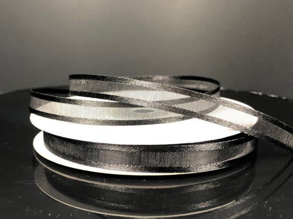 SHEER CHIFFON RIBBON SATIN EDGE 3/8"" x 25 YDBLACK