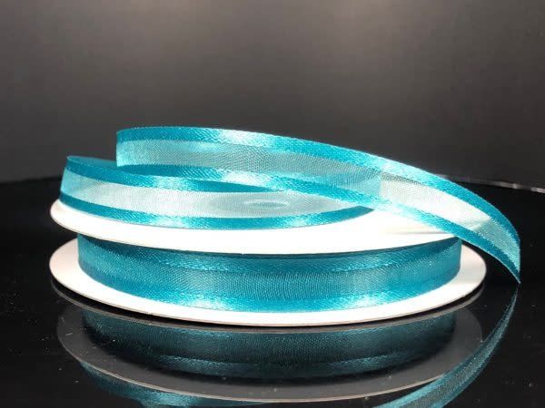 SHEER CHIFFON RIBBON SATIN EDGE 3/8"" x 25 YDTEAL